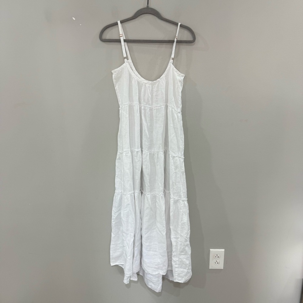 Eberjey Dress Kesia Maxi Tiered Linen in White - Picture 5 of 6